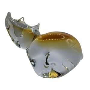 Murano Vintage 1960s Rhino Sculpture Glass Sommerso Rhinoceros Glass Art